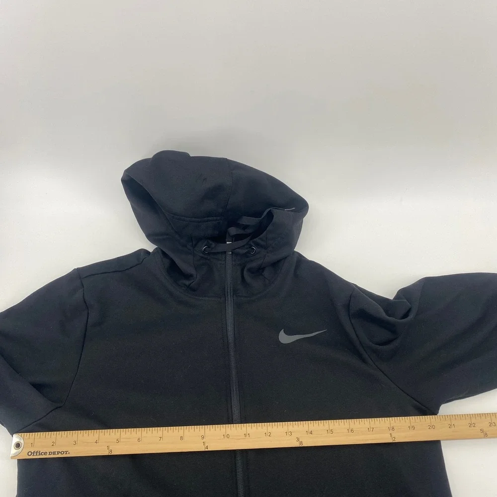 Nike Therma-FIT Hoodie Mens Medium Black Full‎ Zip Fleece Sweatshirt Training